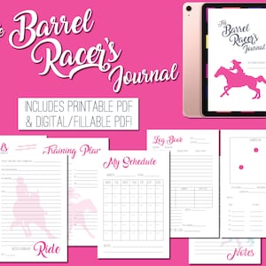 Barrel Racer&#39;s Journal - PDF | Barrel Racing Log Book | Barrel Racing Notebook | Pole Bending Log Book | Rodeo Log Book