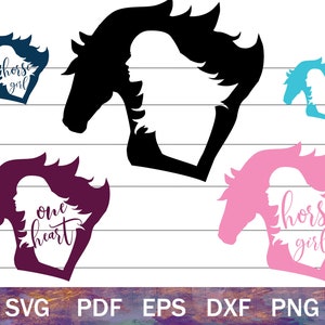 Meisje en paard SVG bundel, paardensport SVG, paard meisje shirt design, cowgirl PNG, hart paard silhouet, paard vector bestand, ruiter