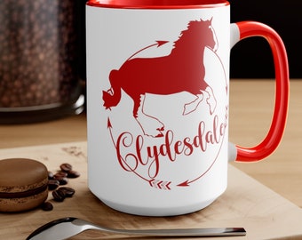 Red Clydesdale Horse Mug, Horse Lover Gift, Clydesdale Coffee Mug, Clydesdale Horse Gift, Draft Horse Mug, Draft Horse Gift