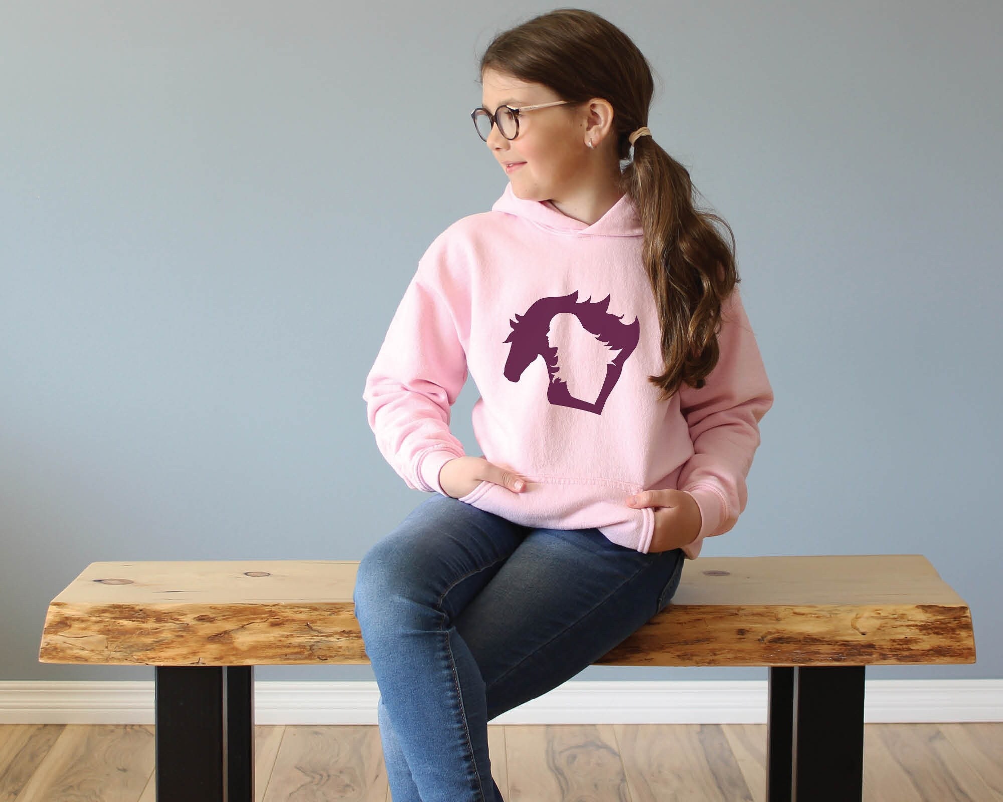 KIDS Horse Sweatshirt | Youth Girl and Horse Hoodie, Equestrian Hoodie for Kids, Horse Girl Gift, Horse Sweatshirt Youth