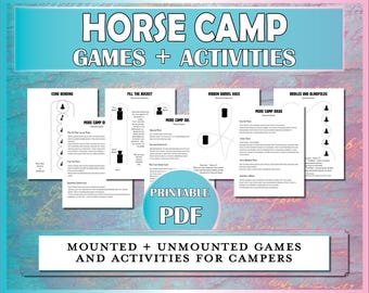Pferdelager-Spiele druckbare Diagramme und Ideen, Reitsportaktivitäten für Pferdecamps und Reitstunden