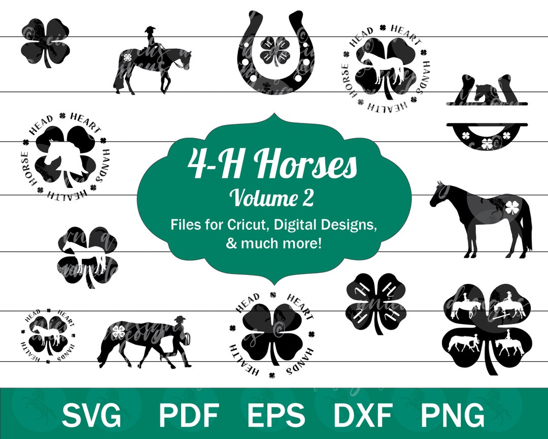 4 H Horse SVG Bundle 4H Horse Silhouette Vector Files Horse Show PNG