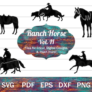 Ranch Horse SVG Bundle, Western svg silhouettes, Western Horse SVG, Roper SVG, Ranch Riding svg, Cowboy svg, Cowgirl svg, Cowhorse svg