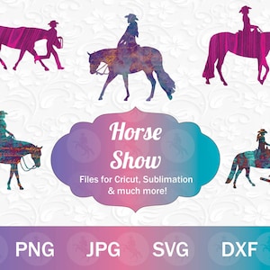 Horse Show PNG Bundle Pt.2 / Western Horse Sublimation, Western Pleasure PNG & Hunt Seat Horse Cut Files for Crafting, Horse Show Clip Art