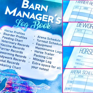 Het logboek van de schuurmanager - planner en dagboek cadeau voor ruiters | Voeren, dierenarts, hoefsmid, arena, opkomst, deken, gegevens paardenverzorging