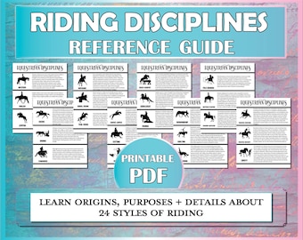 Riding Discipline Printable Diagrams, Western and English Rider Equestrian PDF for Horse Camp & Riding Lessons, Learn About Horseback Riding