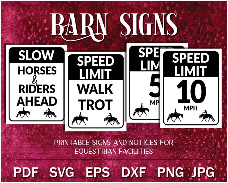 Safe Riders Signs Horse Driveway Signs Printable PDF SVG JPG, Rider Speed Limit Sign ...
