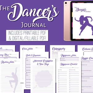 The Dancer&#39;s Journal - Digital & Printable PDF - Training Logbook/Notebook/Diary for Dancers and Choreography Notes