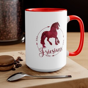 Friesian Horse Mug, Friesian Horse Coffee Cup, Friesian Horse Owner Gift, Friesian Horse Show Prize, Gift for Friesian Horse Lover