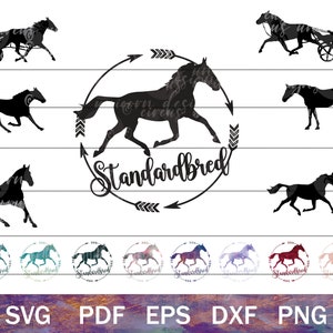 Standardbred Pferd SVG für Cricut, Pferd Silhouette Vektor-Dateien, Harness Racing Schnitt Dateien zum Basteln, Pacing Pferd SVG, Rennpferd png