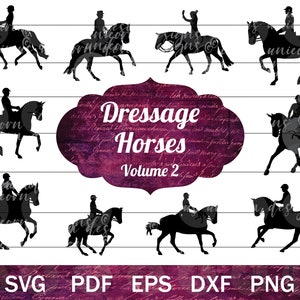 Dressurpferd SVG für Cricut, Dressur Reiter Vektor Dateien, Dressur Silhouette geschnitten Dateien für Crafting, Reiten Clip Art, Horse Show PNG