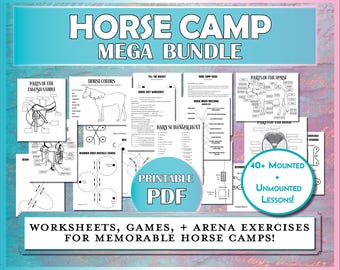 The Horse Camp MEGA Bundle - 40+ Equestrian Activities, Games, Exercises, & Worksheets, Horse Parts, Tack Parts, Horseback Games for Lessons