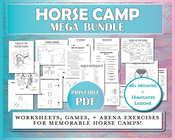 The Horse Camp MEGA Bundle - 40+ Equestrian Activities, Games, Exercises, & Worksheets, Horse Parts, Tack Parts, Horseback Games for Lessons