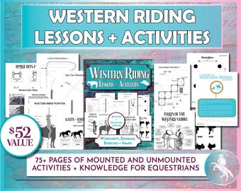 Western Riding Lessons & Activities Bundle - Equestrian Knowledge, Instructor Lesson Plan, Games, Rider Exercises, and Horse Worksheets