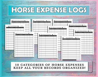 Horse Expense Logs Printable, Equestrian Barn Expense Tracker for Organizing Hay, Feed, Farrier, Vet, Tack, Equipment & Boarding Costs