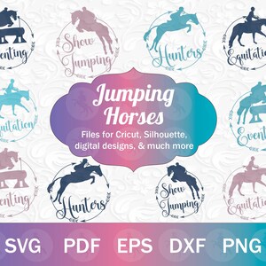 Springendes Pferd SVG & PNG-Bundle, englisches Pferd SVG-Bundle, 3-Tage-Eventer-Svg, Reiter-Svg, Springpferd, Jäger-Pferd Clip Art