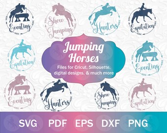 Jumping Horse SVG & PNG Bundle, English Horse SVG Bundle, 3 Day Eventer svg, Equitation Rider svg, Show Jumper, Hunter Horse clip art