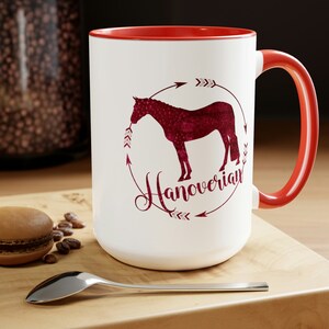 Hanoverian Horse Mug, Horse Show Coffee Cup, Equestrian Gift, English Rider Gift, Warmblood Horse Mug, Horse Trainer Gift, Hanoverian Gift