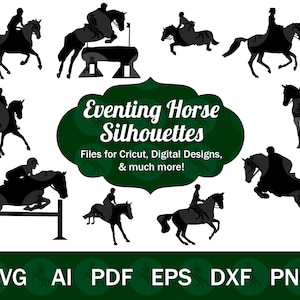 Cricut 用 Eventing SVG、Eventer SVG ベクター ファイル、10 個の英国ライダー シルエット カット ファイル、ジャンピング ホース SVG クリップ アート、クロスカントリー svg png