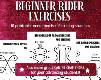 Beginner Rider Arena Exercises Printable Diagram, Equestrian Lesson Plan for Horse Camp, Riding Instructors & Horseback Riding Lessons