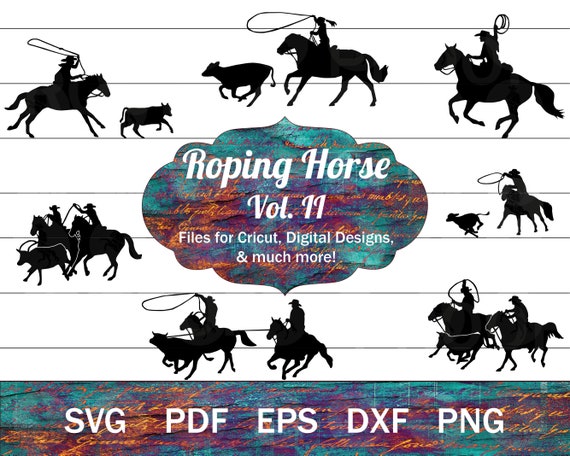 roping horse silhouette