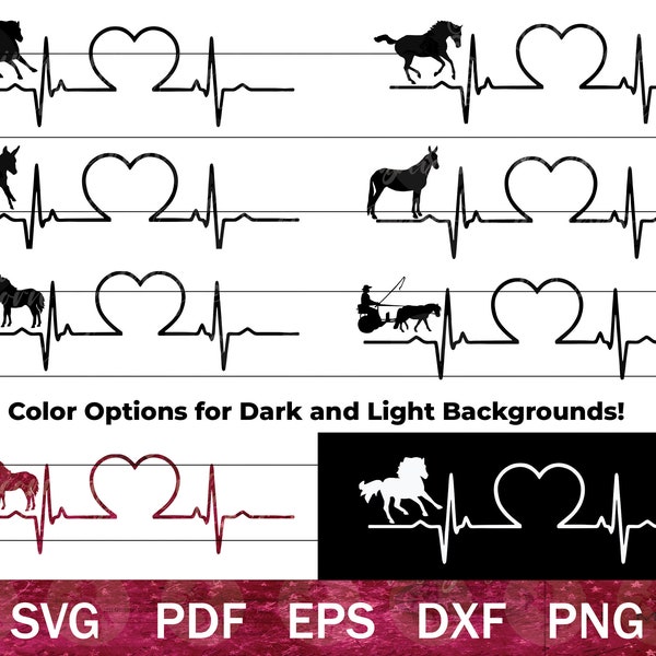 Battement de coeur cheval SVG pour Cricut, battement de coeur poney SVG, battement de coeur âne Clip Art, mulet SVG, conception de chemise équestre, mini cheval coeur png