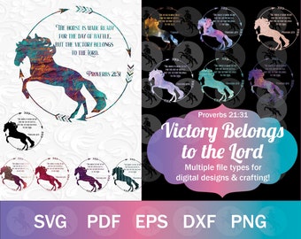Przysłowia 21:31 Chrześcijański koń SVG PNG Bundle | Projekt sublimacji chrześcijańskiej kowbojki, werset biblijny Clip Art, cytat SVG z przysłowia konia