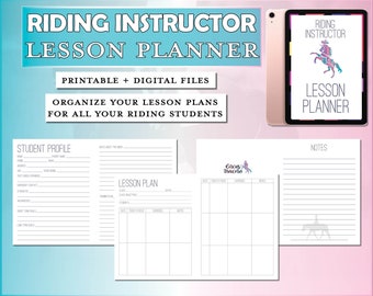The Riding Instructor Lesson Planner - Digital/PDF - Planner & Journal for Equestrian Coaches/Horse Trainers for Horseback Riding Lessons