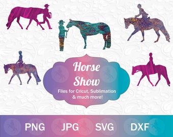 Horse Show PNG Bundle Pt.1 | English Horse Sublimation, Western Pleasure PNG & Hunt Seat Horse Cut Files for Crafting, Horse Show Clip Art