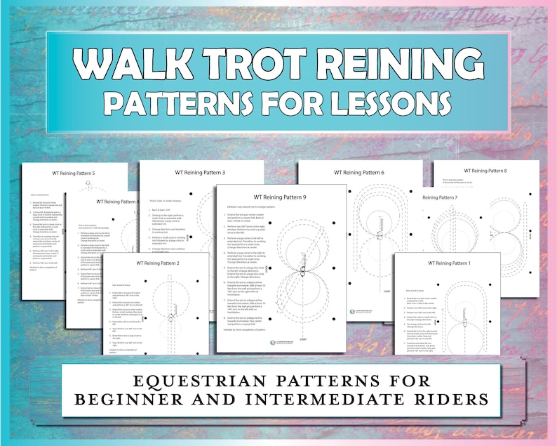Walk Trot Reining Pattern Printable Bundle, Western Horse Show Pattern ...