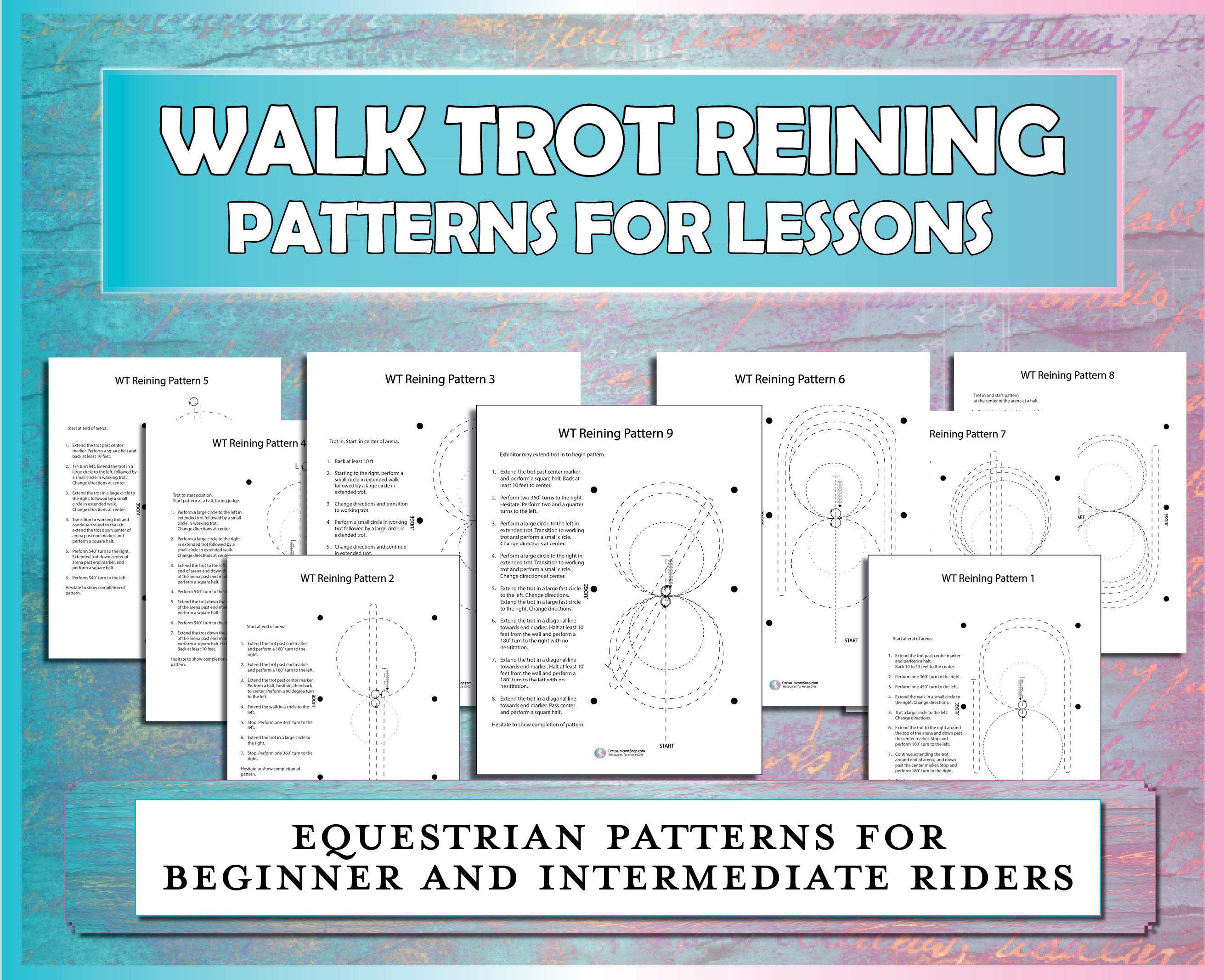 Modified Reining Pattern Walk Trot Reining Pattern Printable Bundle, Western Horse Show Pattern ...