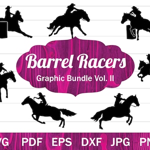 Barrel Racer SVG-Bundle für Cricut, Barrel Racing Clip Art, Western Pferd & Cowgirl Silhouette Schnittdateien zum Basteln, Rodeo Clip Art