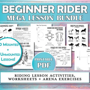 Beginner Rider Lesson MEGA Bundle - 45+ Horseback Riding Exercises & Printable Equestrian Worksheets for Riding Instructors + Students