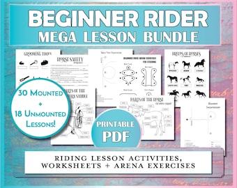 Paquete MEGA de Lecciones para Principiantes - Más de 45 Ejercicios de Equitación y Hojas de Trabajo Imprimibles para Instructores y Alumnos