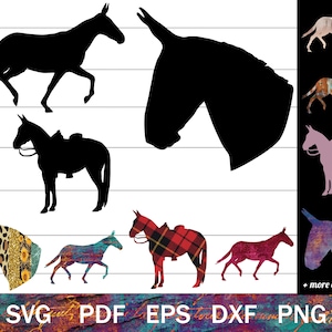 Mula SVG para Cricut | Mule SVG Bundle: Western Mule PNG, Trotting Mule svg, Mule Silhouette, Mule Head svg, Mule Laser Cut, Mule Clip Art