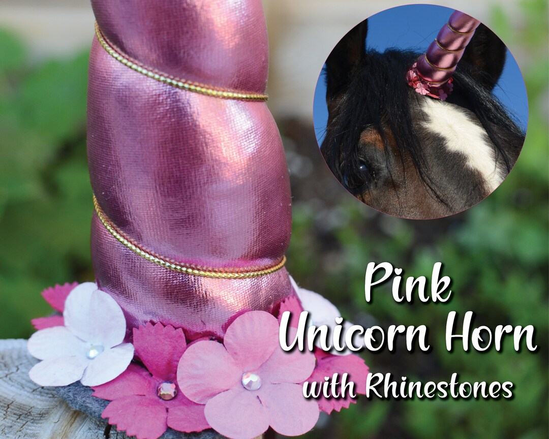 Pink Rhinestone Unicorn Horn for Horse, Unicorn Costume for Horse
