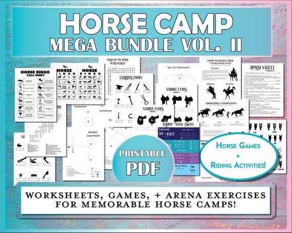 The Horse Camp MEGA Bundle - Vol. II - Equestrian Activities, Games, Exercises, Safety, & Worksheets for Lessons