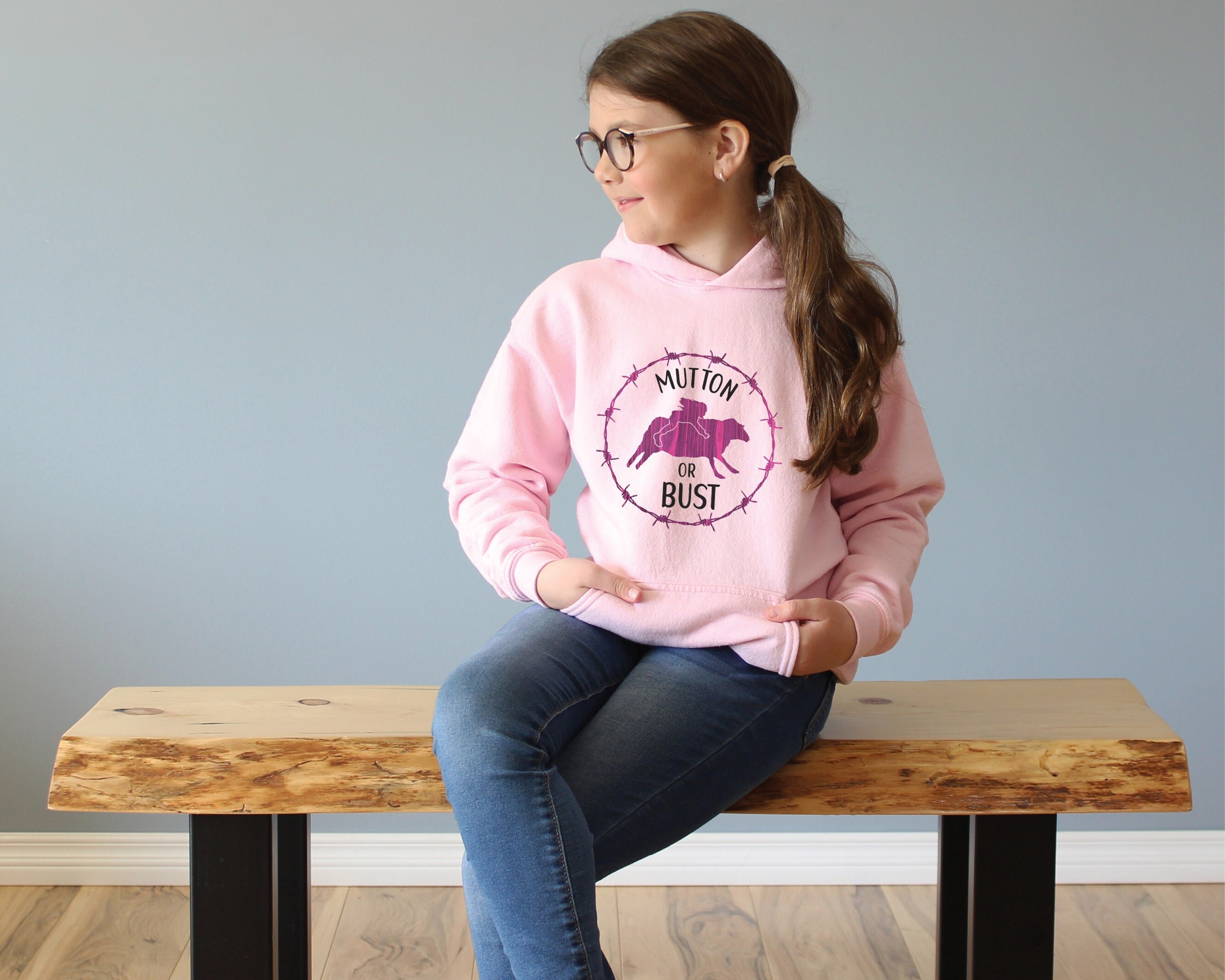 KIDS Mutton Bustin Hoodie, Youth Mutton Buster Sweatshirt, Rodeo Hoodie for Kids, Young Cowgirl Gift, Mutton Busting Gift, Kids Rodeo Gift