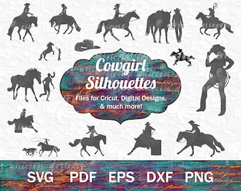 Cowgirl SVG Bundle, Rodeo Cut Files, Roper SVG, Western SVG, Cowgirl png, Rodeo png, western horse png, western rider svg, barrel racer svg