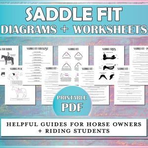 Saddle Fit Printable Bundle, Saddle Fit Diagrams & Worksheets for Equestrians, Horse Owners, Riding Instructors, and Riding Lesson Students