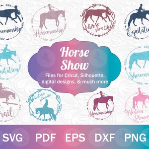 Pferdeshow SVG PNG Bundle, Showmanship SVG, Western Pleasure svg,Trail & Horsemanship svg, Pferdeshow Clip Art Bundle für Aufkleber