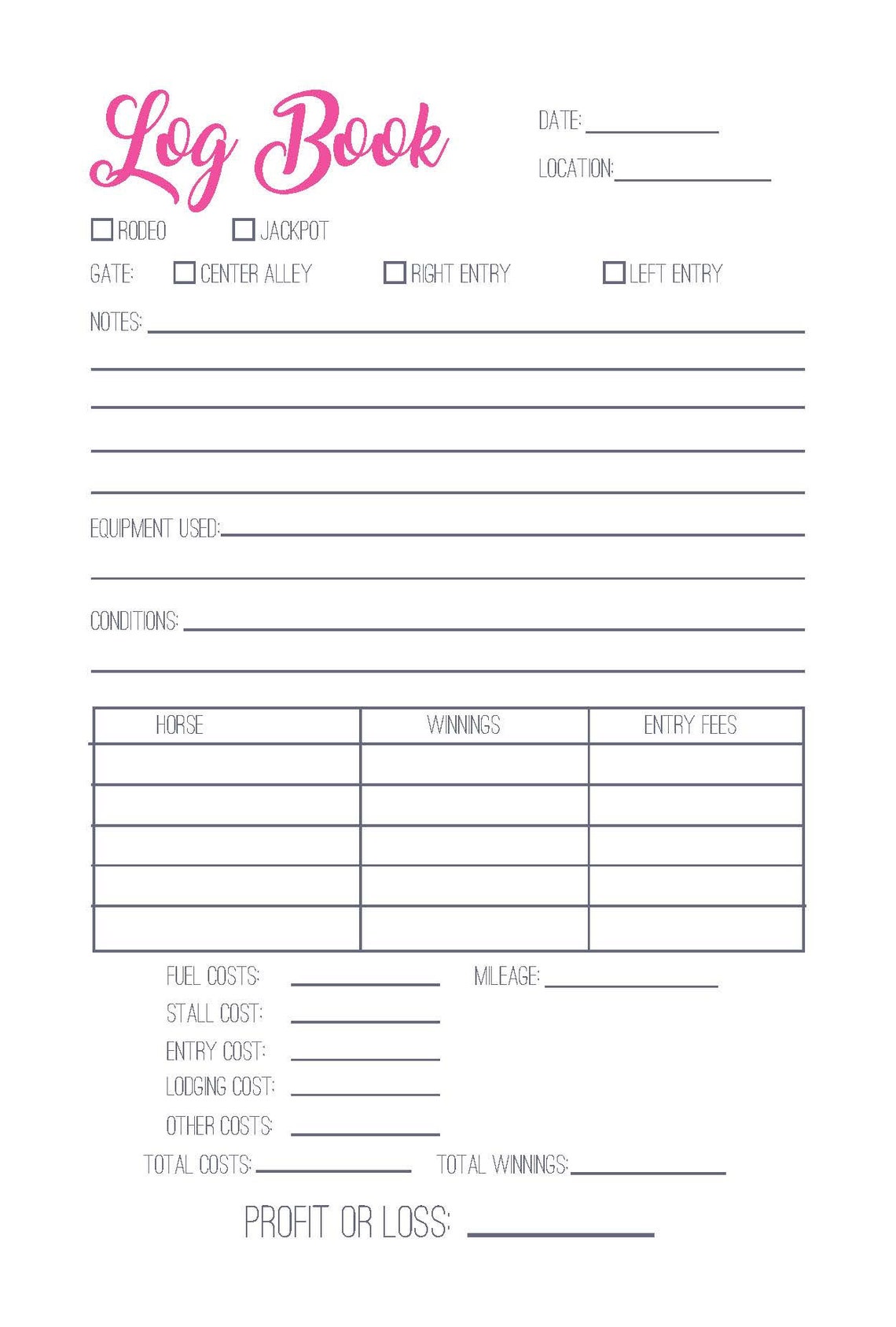 Barrel Racer's Journal - PDF | Barrel Racing Log Book | Barrel Racing ...