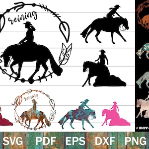 Reining Pferd SVG Silhouette, Reiner SVG Bundle, Cowgirl SVG, Sliding Stop Reining Pferd Shirt Design, Reiner Geschenk, laufendes Pferd svg png
