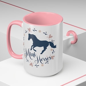 Mini taza de café de caballo, taza grande de 15 oz / caballo en miniatura, mini regalo de caballo, regalo de caballo en miniatura, regalo para mini amante de los caballos