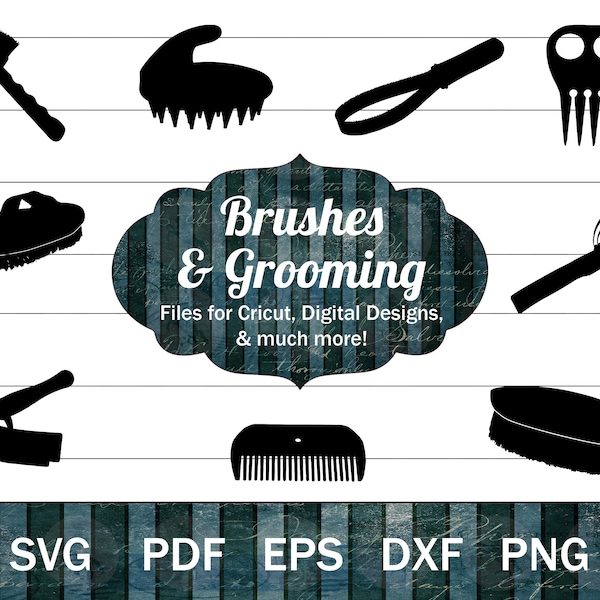 Horse Grooming SVG Bundle, Horse Brushes SVG, Equestrian SVG, Horse Show png, Horse svg, Horse Owner Designs, Currycomb, Hoof Pick, Braiding