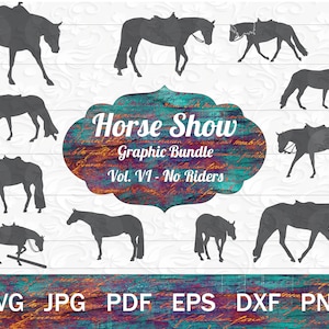Pferdeshow SVG-Bundle, Quarter Horse Silhouette, Western Pleasure, Jäger und Ranchpferd Cut-Dateien zum Basteln, Pferdeshow Clip Art