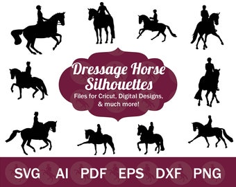 Dressage Horse SVG for Cricut, Dressage Clip Art PNG, Dressage Rider Silhouette Cut Files for Crafting, Equestrian Clip Art Download