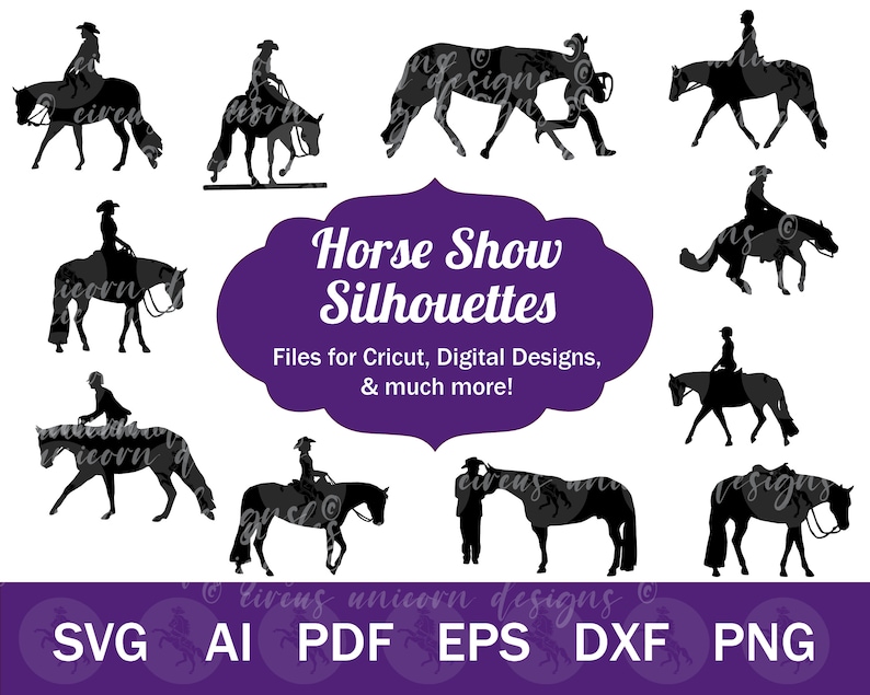 Horse Show SVG for Cricut / Horse Silhouette Vector Files / 10+ Western Pleasure & Hunt Seat Horse Cut Files for Crafting / Clip Art image 1