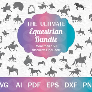 Le méga lot de SVG équestres - plus de 150 silhouettes de chevaux, lot de chevaux SVG pour Cricut, png et svg de concours hippiques, svg western clip art cheval
