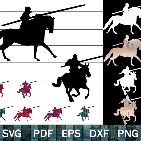 Jousting Horse SVG Bundle, Jouster SVG, Jousting PNG sublimation graphics, Jouster Clip Art, Renaissance Faire Clip Art, Medieval War Horse